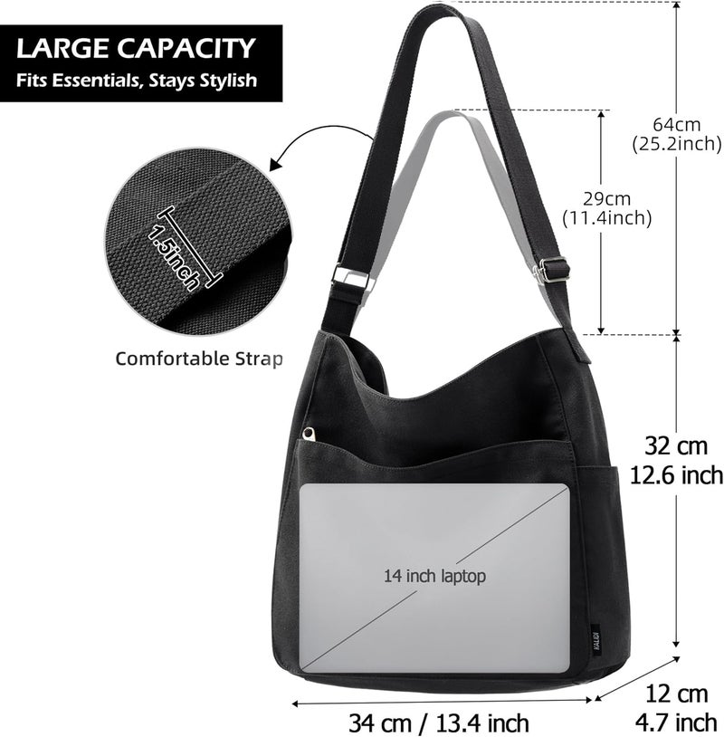 KALIDI FANCY FOREST KALIDI Canvas Tote Bag Large Hobo Crossbody Shoulder Handbag Zipper Messenger Bag for Women or Men Casual College Work - Image 5